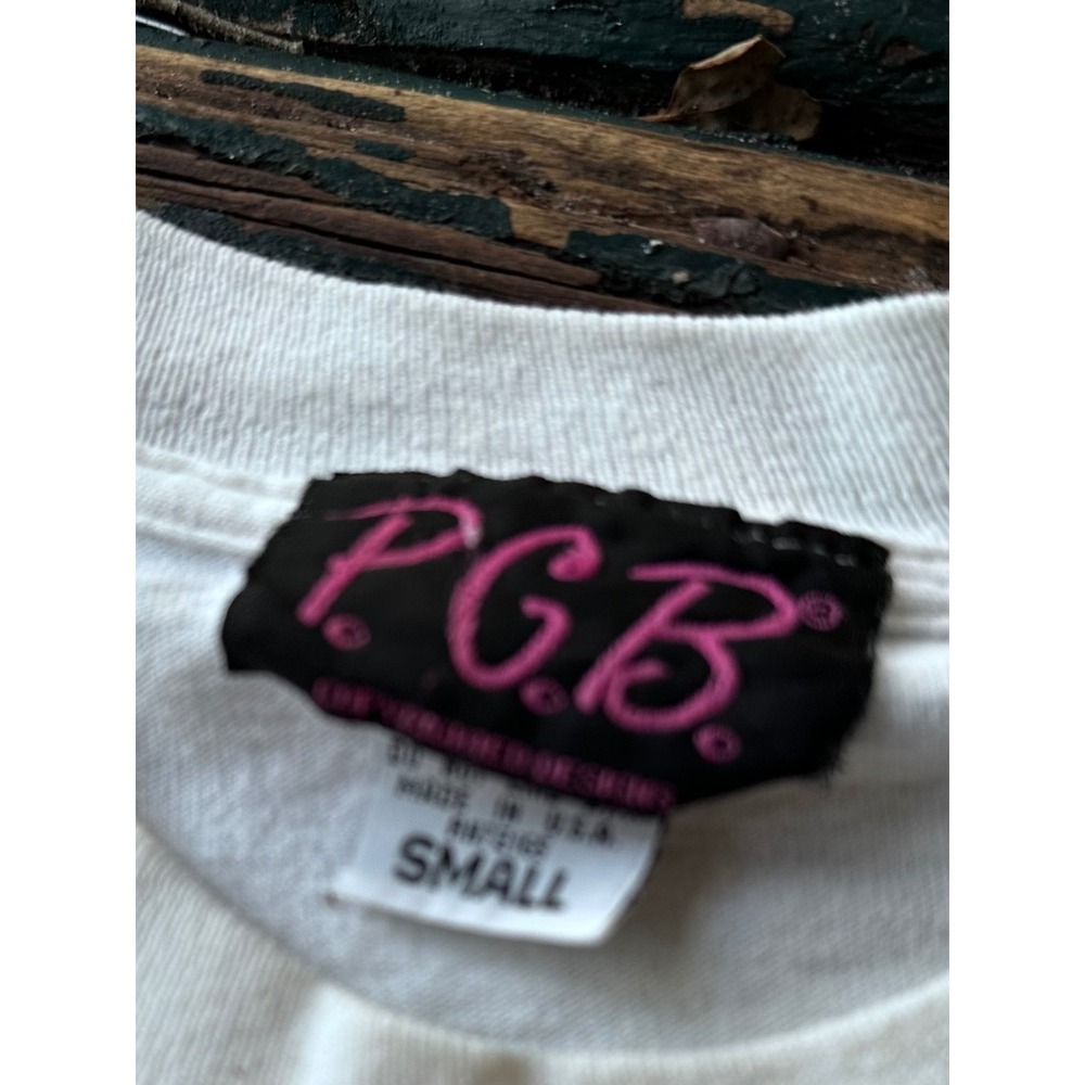 Vintage PGB Americana Stars Crochet‎ Studded T-Shirt White Womens Small USA Made - Picture 2 of 8